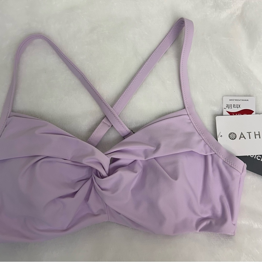 NWT Athleta Lavender Twist Front bikini swim top 36B/C